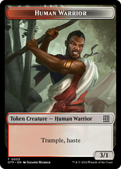 Human Warrior // Plot Double-Sided Token [Outlaws of Thunder Junction: Breaking News Tokens] | Sanctuary Gaming
