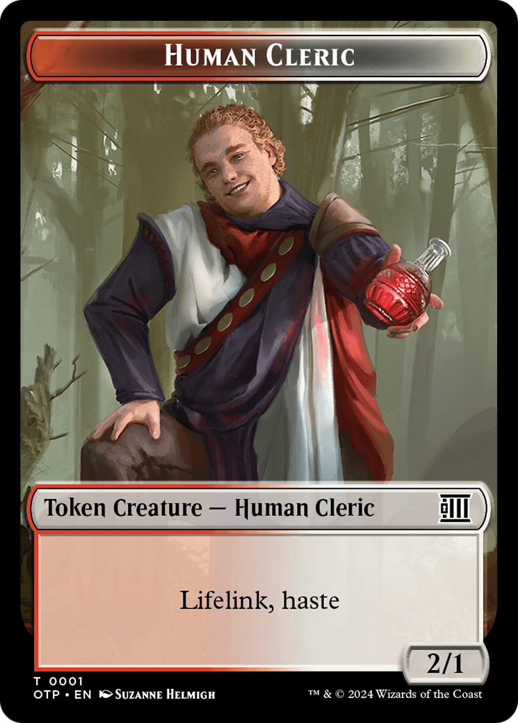 Treasure // Human Cleric Double-Sided Token [Outlaws of Thunder Junction Tokens] | Sanctuary Gaming