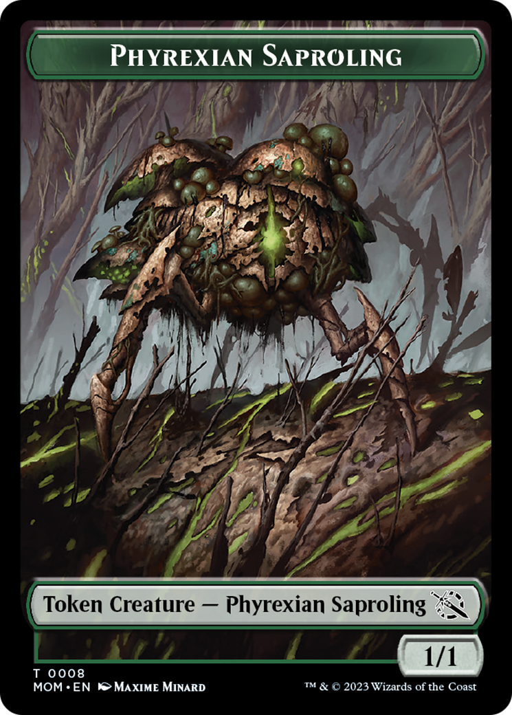 Warrior // Phyrexian Saproling Double-Sided Token [March of the Machine Tokens] | Sanctuary Gaming