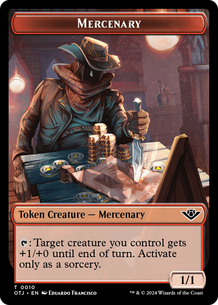 Mercenary // Clue Double-Sided Token [Outlaws of Thunder Junction Tokens] | Sanctuary Gaming