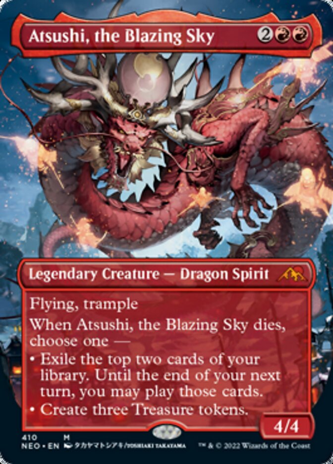 Atsushi, the Blazing Sky (Borderless Alternate Art) [Kamigawa: Neon Dynasty] | Sanctuary Gaming