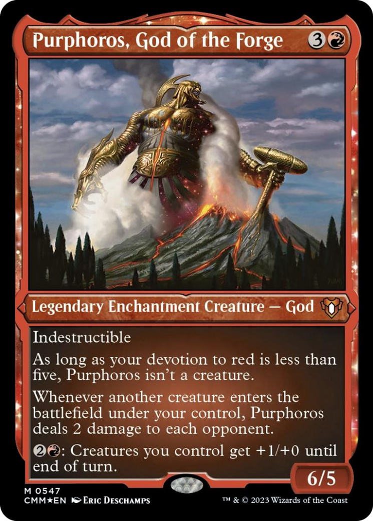 Purphoros, God of the Forge (Foil Etched) [Commander Masters] | Sanctuary Gaming