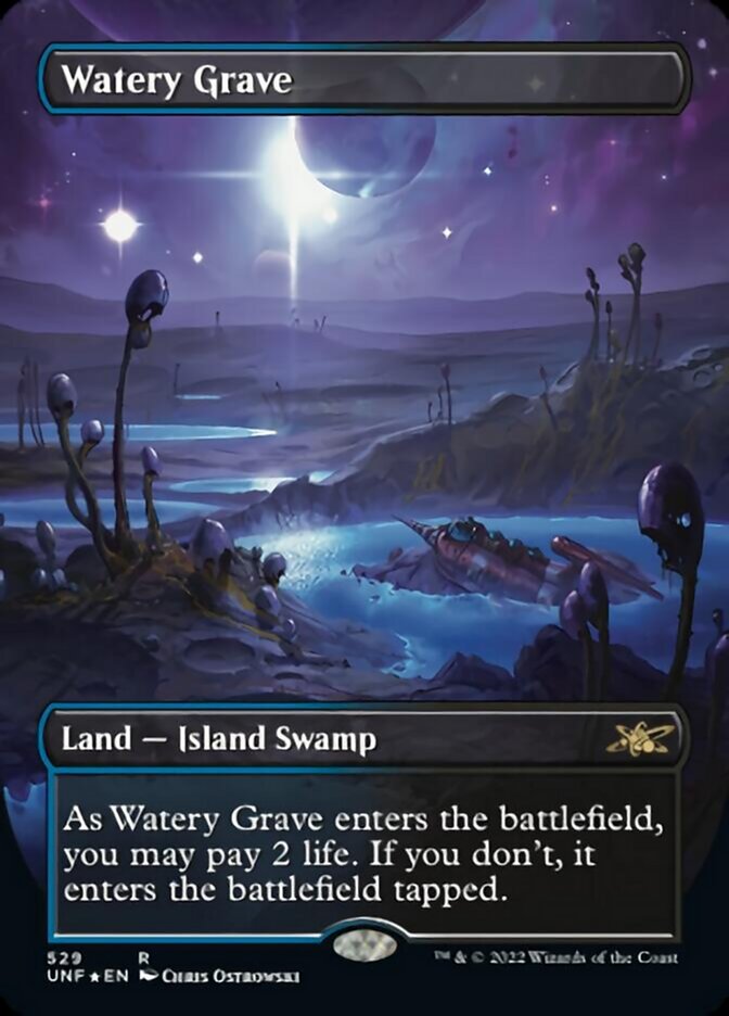Watery Grave (Borderless) (Galaxy Foil) [Unfinity] | Sanctuary Gaming