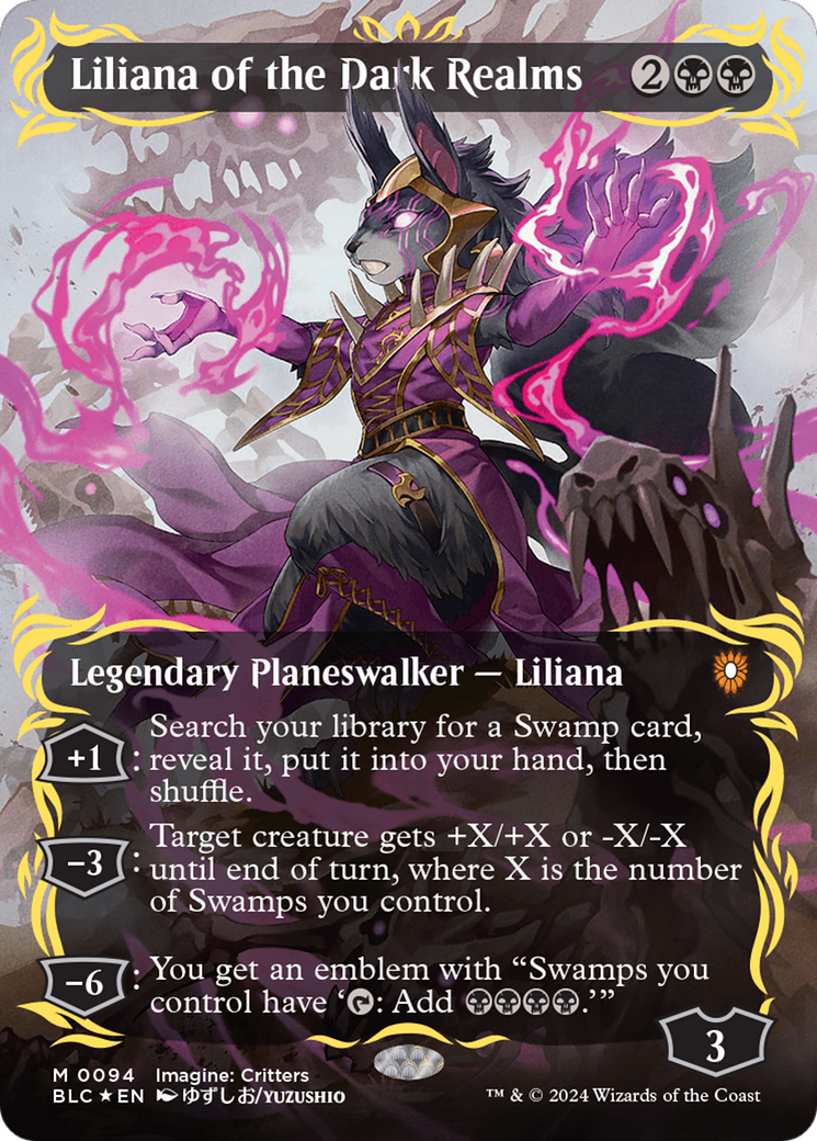 Liliana of the Dark Realms (Borderless) (Raised Foil) [Bloomburrow Commander] | Sanctuary Gaming