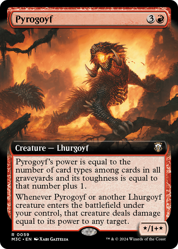Pyrogoyf (Extended Art) (Ripple Foil) [Modern Horizons 3 Commander] | Sanctuary Gaming