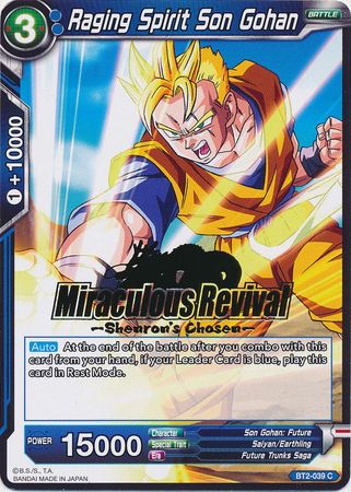 Raging Spirit Son Gohan (Shenron's Chosen Stamped) (BT2-039) [Tournament Promotion Cards] | Sanctuary Gaming