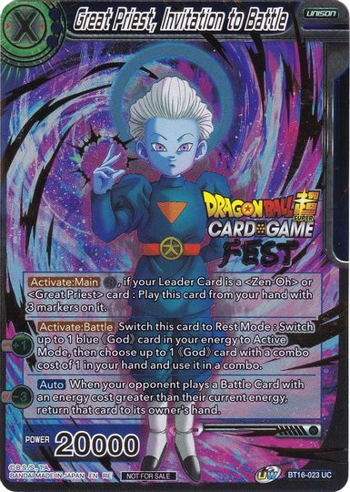 Great Priest, Invitation to Battle (Card Game Fest 2022) (BT16-023) [Tournament Promotion Cards] | Sanctuary Gaming