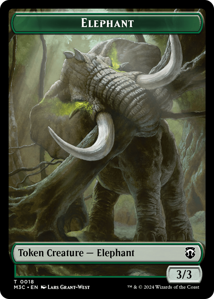 Elephant (Ripple Foil) // Beast (0016) Double-Sided Token [Modern Horizons 3 Commander Tokens] | Sanctuary Gaming