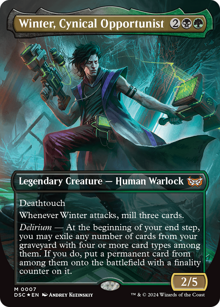 Winter, Cynical Opportunist (Borderless) [Duskmourn: House of Horror Commander] | Sanctuary Gaming