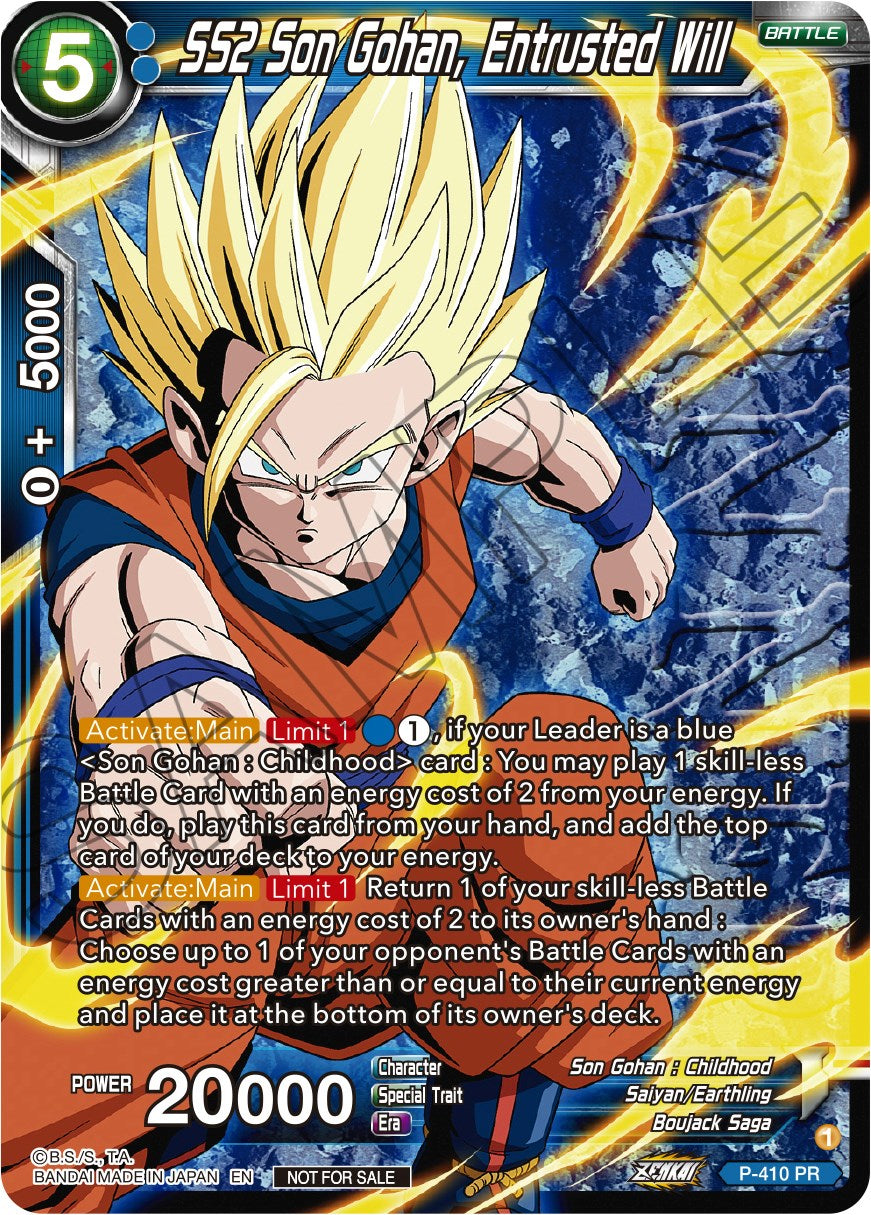 SS2 Son Gohan, Entrusted Will (Zenkai Series Tournament Pack Vol.1 Winner) (P-410) [Tournament Promotion Cards] | Sanctuary Gaming