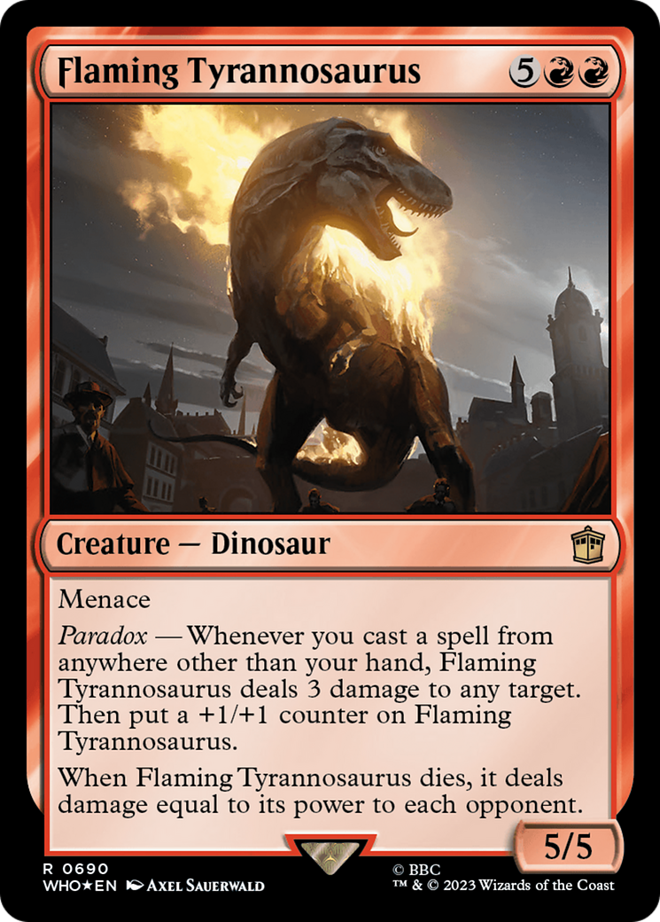 Flaming Tyrannosaurus (Surge Foil) [Doctor Who] | Sanctuary Gaming