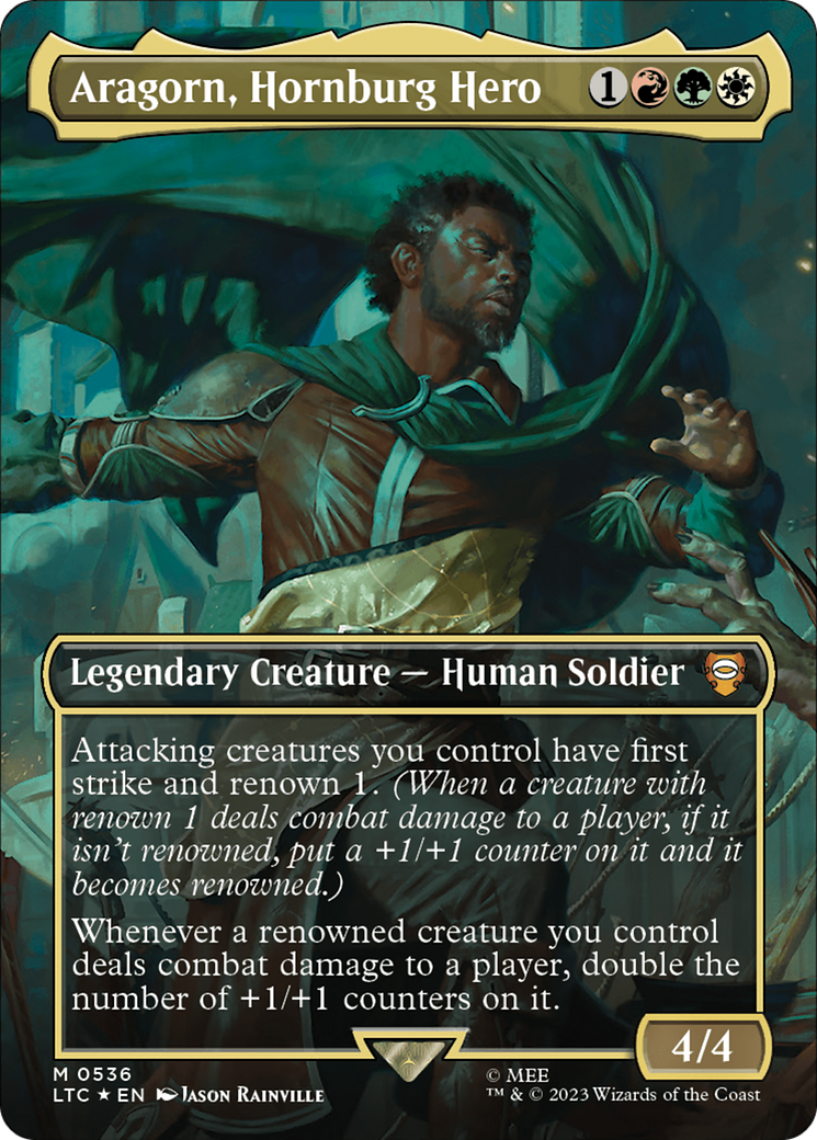 Aragorn, Hornburg Hero (Borderless) (Surge Foil) [The Lord of the Rings: Tales of Middle-Earth Commander] | Sanctuary Gaming