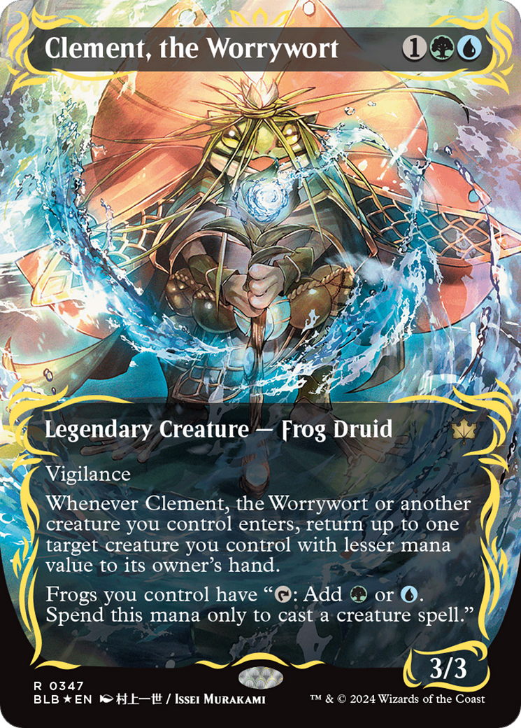 Clement, the Worrywort (Borderless) (Raised Foil) [Bloomburrow] | Sanctuary Gaming