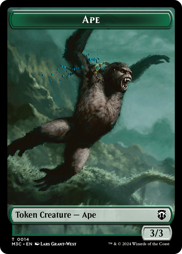 Ape (Ripple Foil) // Plant Double-Sided Token [Modern Horizons 3 Commander Tokens] | Sanctuary Gaming