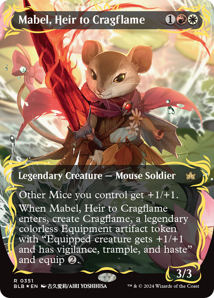 Mabel, Heir to Cragflame (Borderless) (Raised Foil) [Bloomburrow] | Sanctuary Gaming