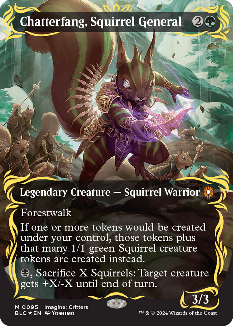 Chatterfang, Squirrel General (Borderless) (Raised Foil) [Bloomburrow Commander] | Sanctuary Gaming