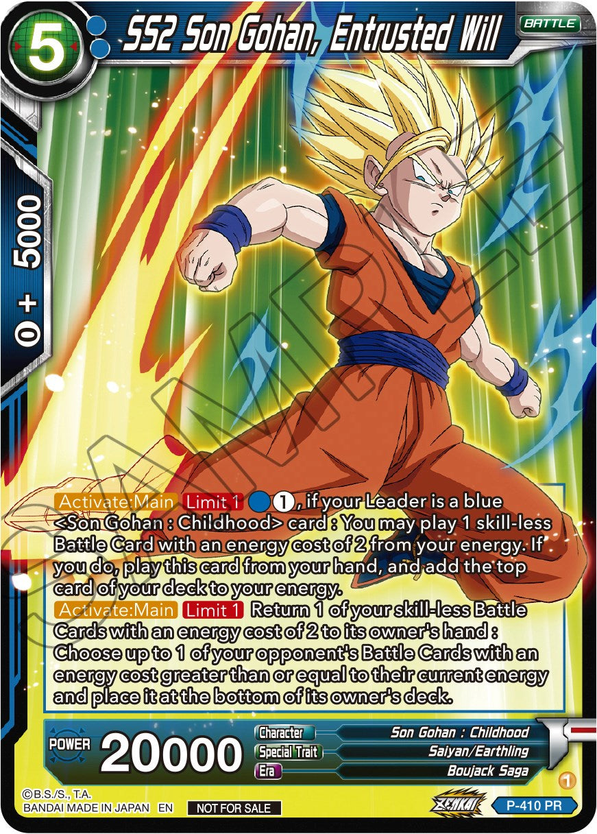 SS2 Son Gohan, Entrusted Will (Zenkai Series Tournament Pack Vol.1) (P-410) [Tournament Promotion Cards] | Sanctuary Gaming