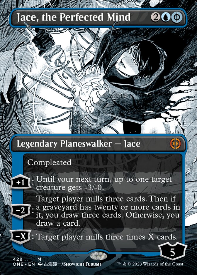 Jace, the Perfected Mind (Borderless Manga Step-and-Compleat Foil) [Phyrexia: All Will Be One] | Sanctuary Gaming