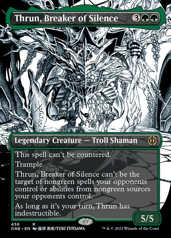 Thrun, Breaker of Silence (Borderless Manga Step-and-Compleat Foil) [Phyrexia: All Will Be One] | Sanctuary Gaming