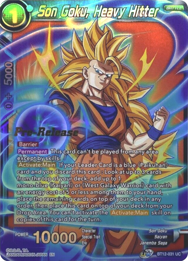 Son Goku, Heavy Hitter (BT12-031) [Vicious Rejuvenation Prerelease Promos] | Sanctuary Gaming