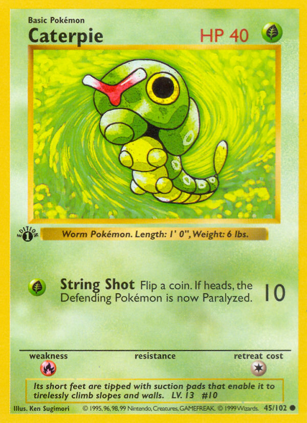 Caterpie (45/102) (Shadowless) [Base Set 1st Edition] | Sanctuary Gaming