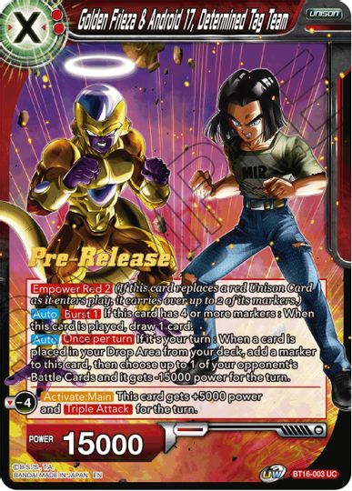 Golden Frieza & Android 17, Determined Tag Team (BT16-003) [Realm of the Gods Prerelease Promos] | Sanctuary Gaming