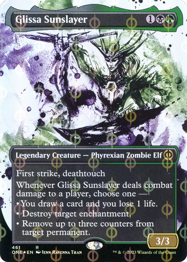 Glissa Sunslayer (Borderless Ichor Step-and-Compleat Foil) [Phyrexia: All Will Be One] | Sanctuary Gaming