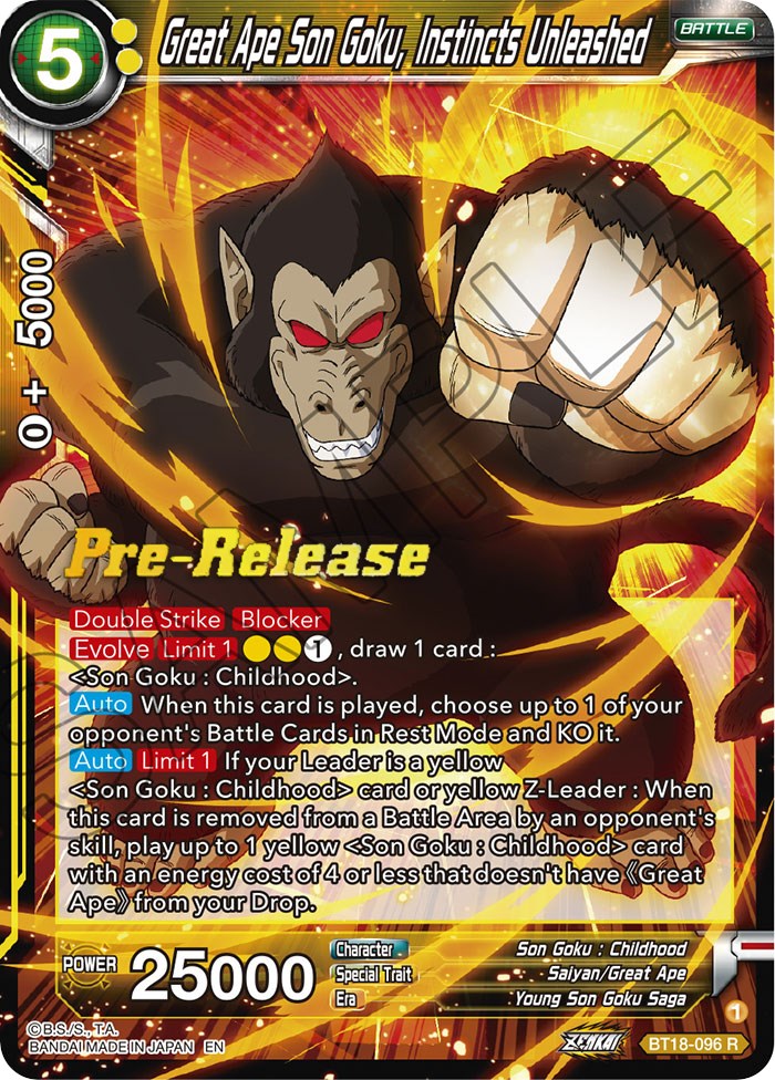 Great Ape Son Goku, Instincts Unleashed (BT18-096) [Dawn of the Z-Legends Prerelease Promos] | Sanctuary Gaming