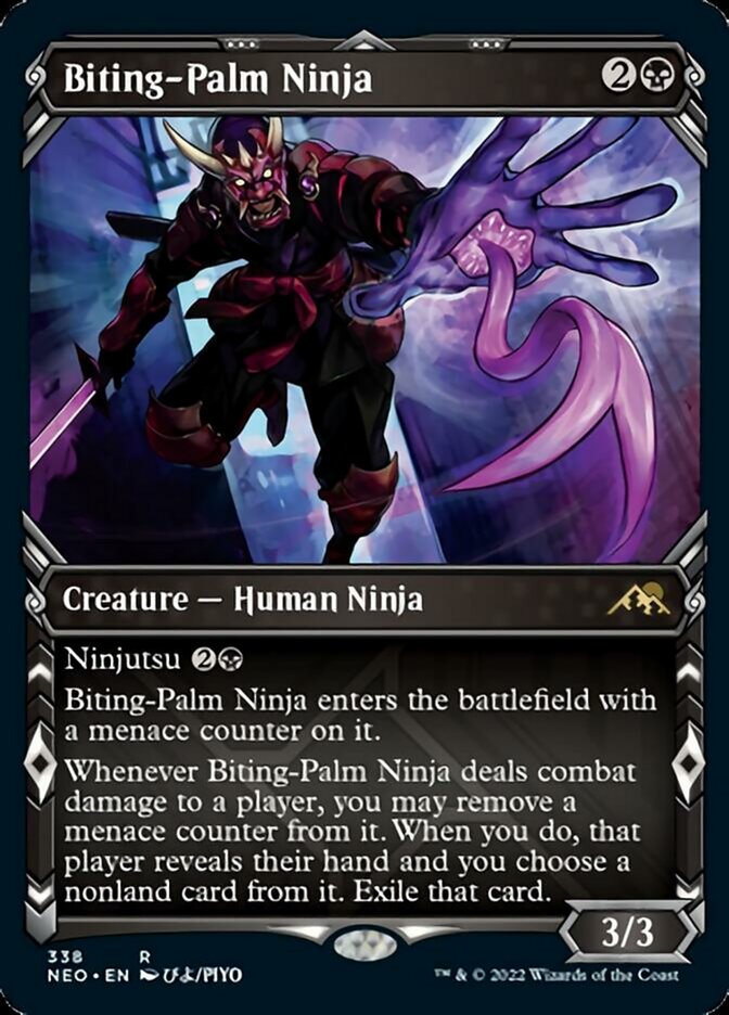 Biting-Palm Ninja (Showcase Ninja) [Kamigawa: Neon Dynasty] | Sanctuary Gaming