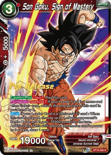 Son Goku, Sign of Mastery (BT16-006) [Realm of the Gods Prerelease Promos] | Sanctuary Gaming