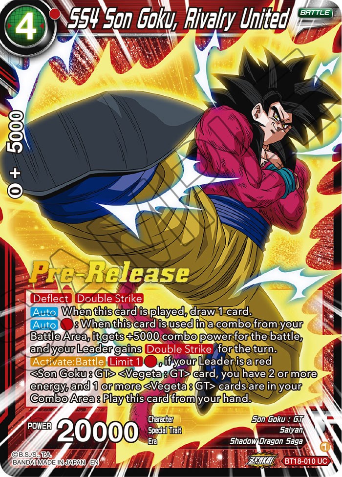 SS4 Son Goku, Rivalry United (BT18-010) [Dawn of the Z-Legends Prerelease Promos] | Sanctuary Gaming