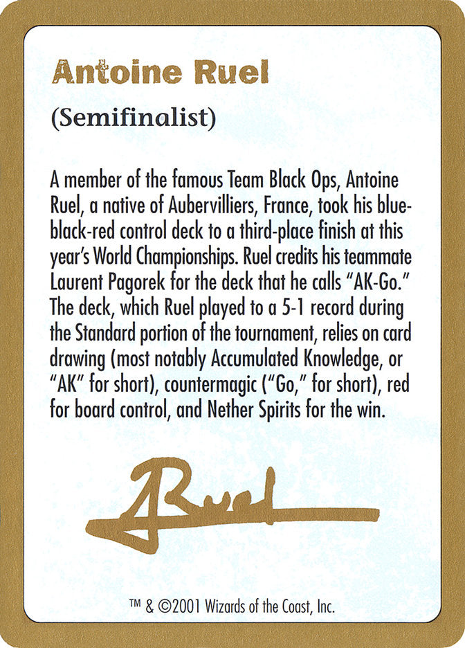 Antoine Ruel Bio [World Championship Decks 2001] | Sanctuary Gaming