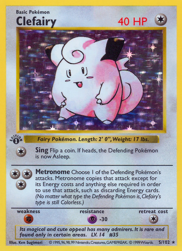 Clefairy (5/102) (Shadowless) [Base Set 1st Edition] | Sanctuary Gaming