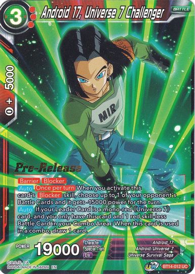 Android 17, Universe 7 Challenger (BT14-012) [Cross Spirits Prerelease Promos] | Sanctuary Gaming