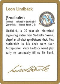 1996 Leon Lindback Biography Card [World Championship Decks] | Sanctuary Gaming