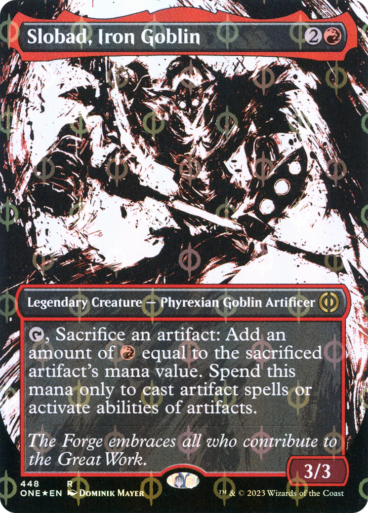 Slobad, Iron Goblin (Borderless Ichor Step-and-Compleat Foil) [Phyrexia: All Will Be One] | Sanctuary Gaming