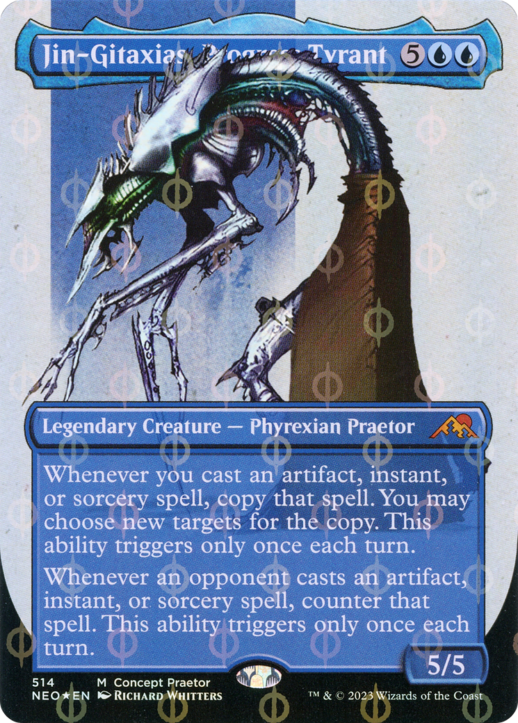 Jin-Gitaxias, Progress Tyrant (Borderless Concept Praetors Step-and-Compleat Foil) [Phyrexia: All Will Be One] | Sanctuary Gaming