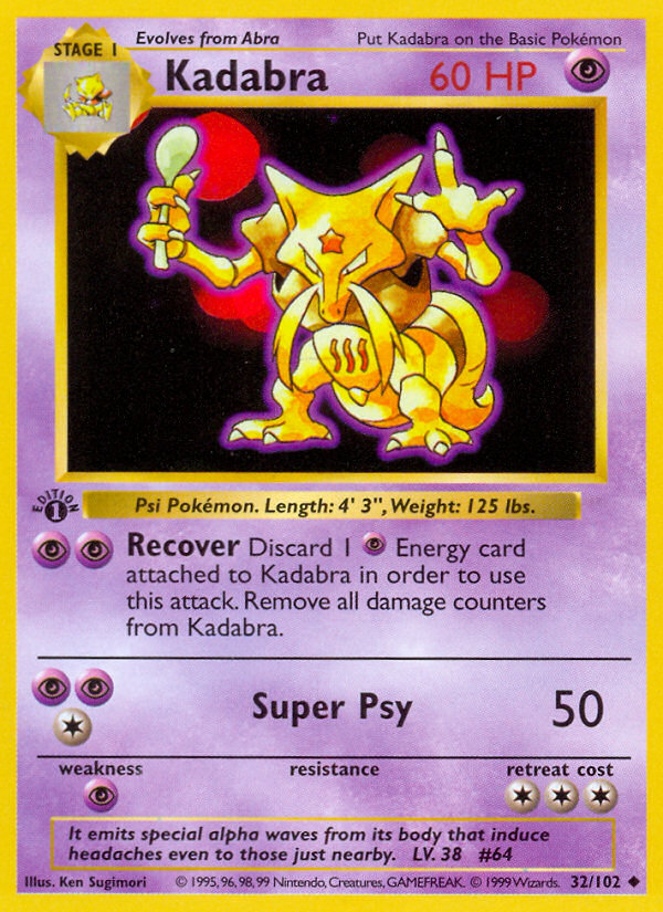 Kadabra (32/102) (Shadowless) [Base Set 1st Edition] | Sanctuary Gaming