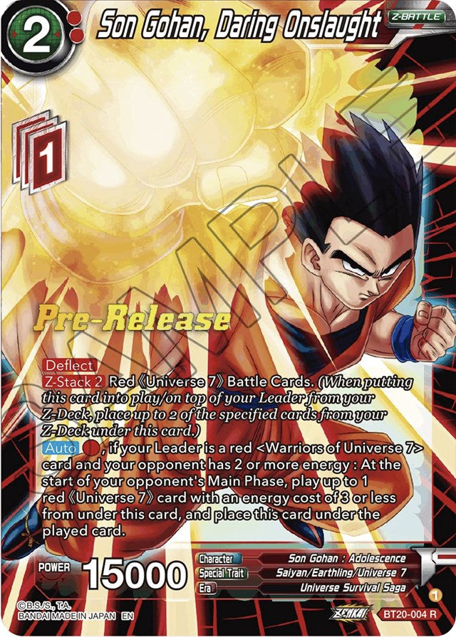 Son Gohan, Daring Onslaught (BT20-004) [Power Absorbed Prerelease Promos] | Sanctuary Gaming