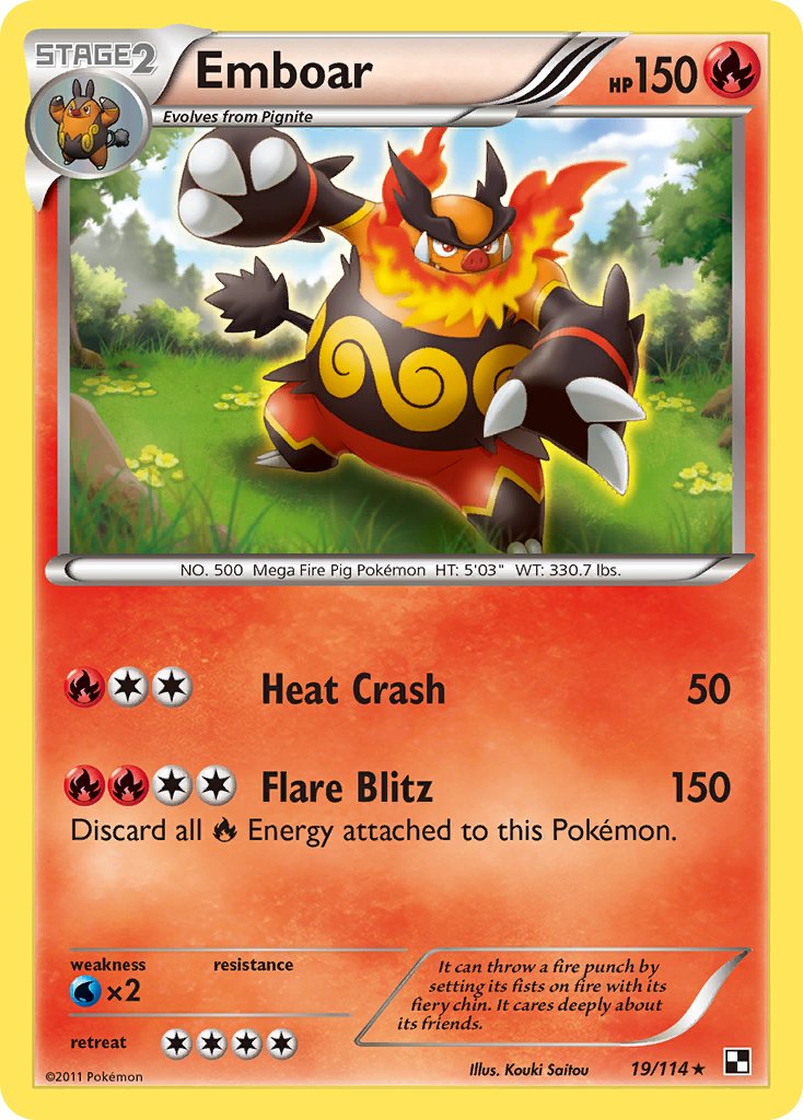 Emboar (19/114) (Cracked Ice Holo) (Theme Deck Exclusive) [Black & White: Base Set] | Sanctuary Gaming