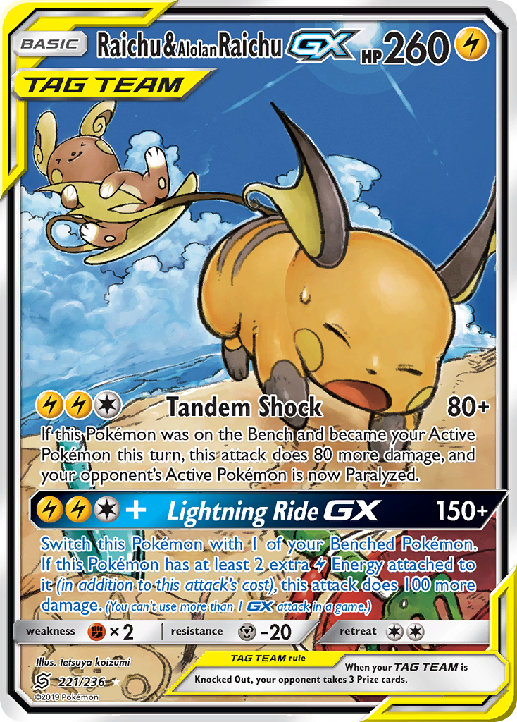 Raichu & Alolan Raichu GX (221/236) [Sun & Moon: Unified Minds] | Sanctuary Gaming