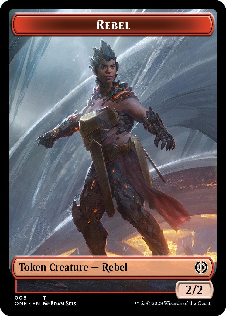 Rebel // Goblin Double-Sided Token [Phyrexia: All Will Be One Commander Tokens] | Sanctuary Gaming