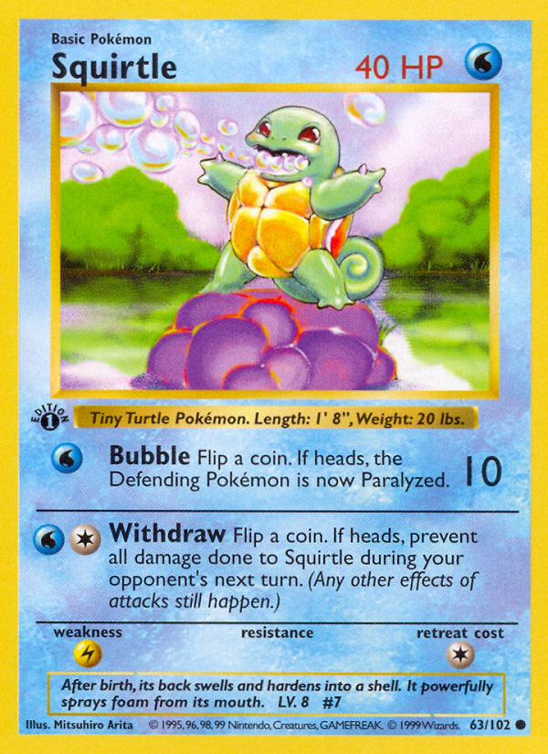 Squirtle (63/102) (Shadowless) [Base Set 1st Edition] | Sanctuary Gaming