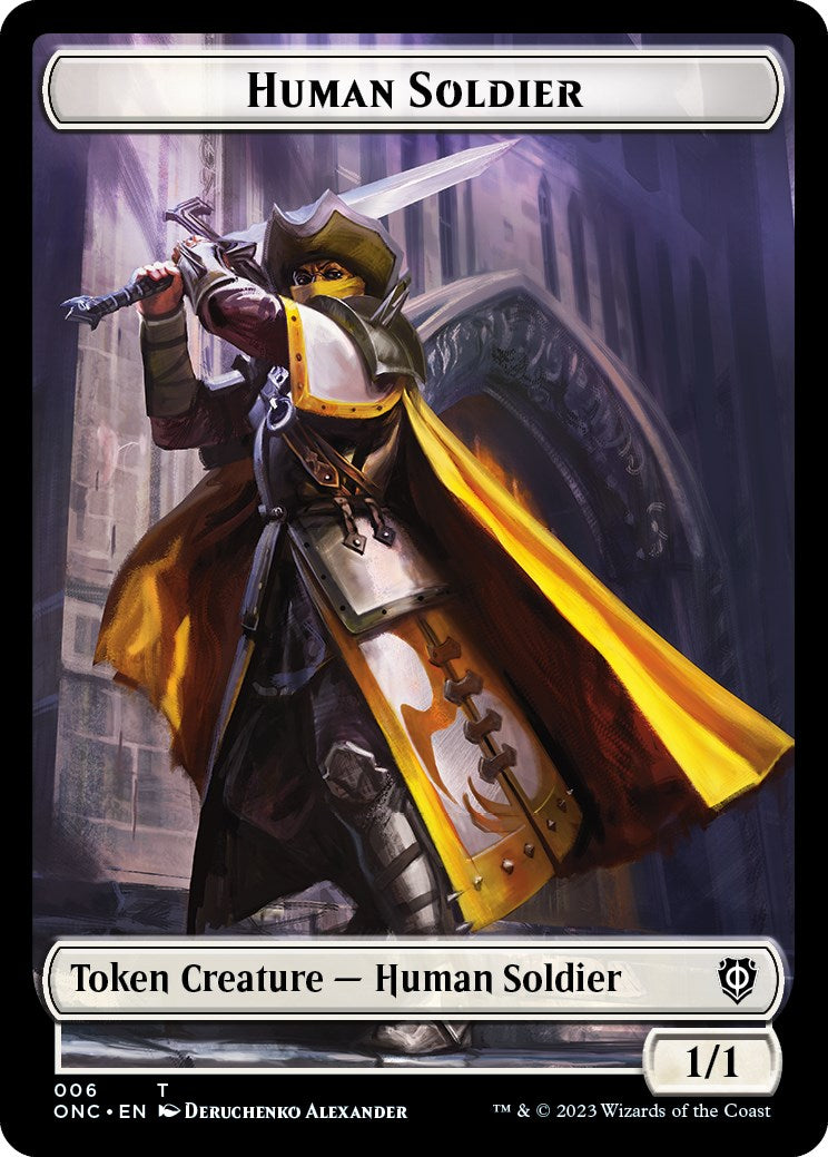 Human Soldier // Elephant Double-Sided Token [Phyrexia: All Will Be One Commander Tokens] | Sanctuary Gaming