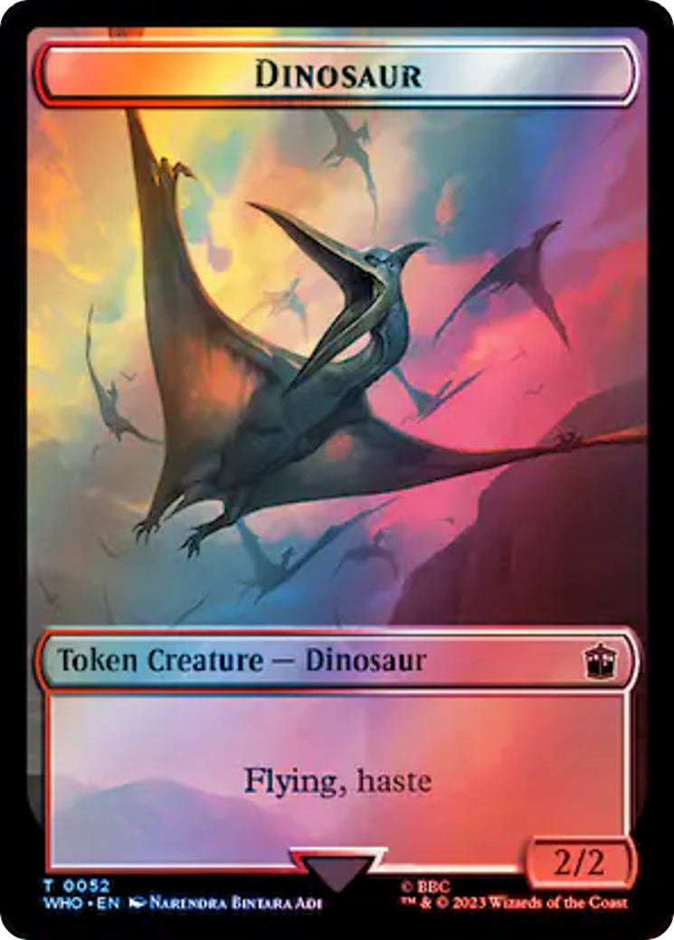 Soldier // Dinosaur Double-Sided Token (Surge Foil) [Doctor Who Tokens] | Sanctuary Gaming