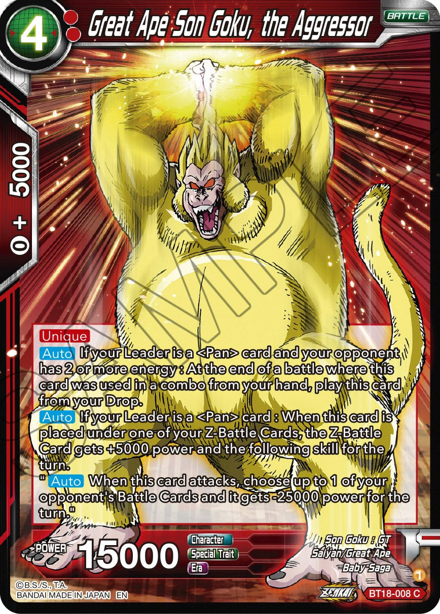 Great Ape Son Goku, the Aggressor (BT18-008) [Dawn of the Z-Legends] | Sanctuary Gaming