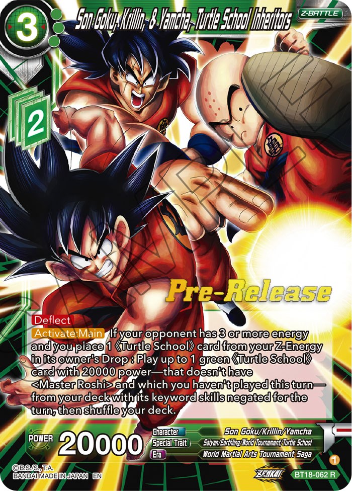 Son Goku, Krillin, & Yamcha, Turtle School Inheritors (BT18-062) [Dawn of the Z-Legends Prerelease Promos] | Sanctuary Gaming