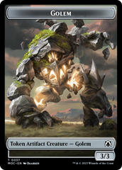 Golem // Clue Double-Sided Token [March of the Machine Commander Tokens] | Sanctuary Gaming