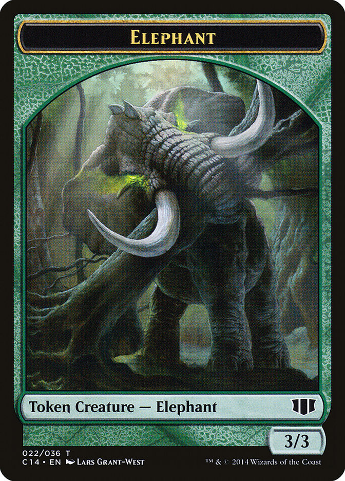 Elephant // Elf Warrior Double-sided Token [Commander 2014 Tokens] | Sanctuary Gaming