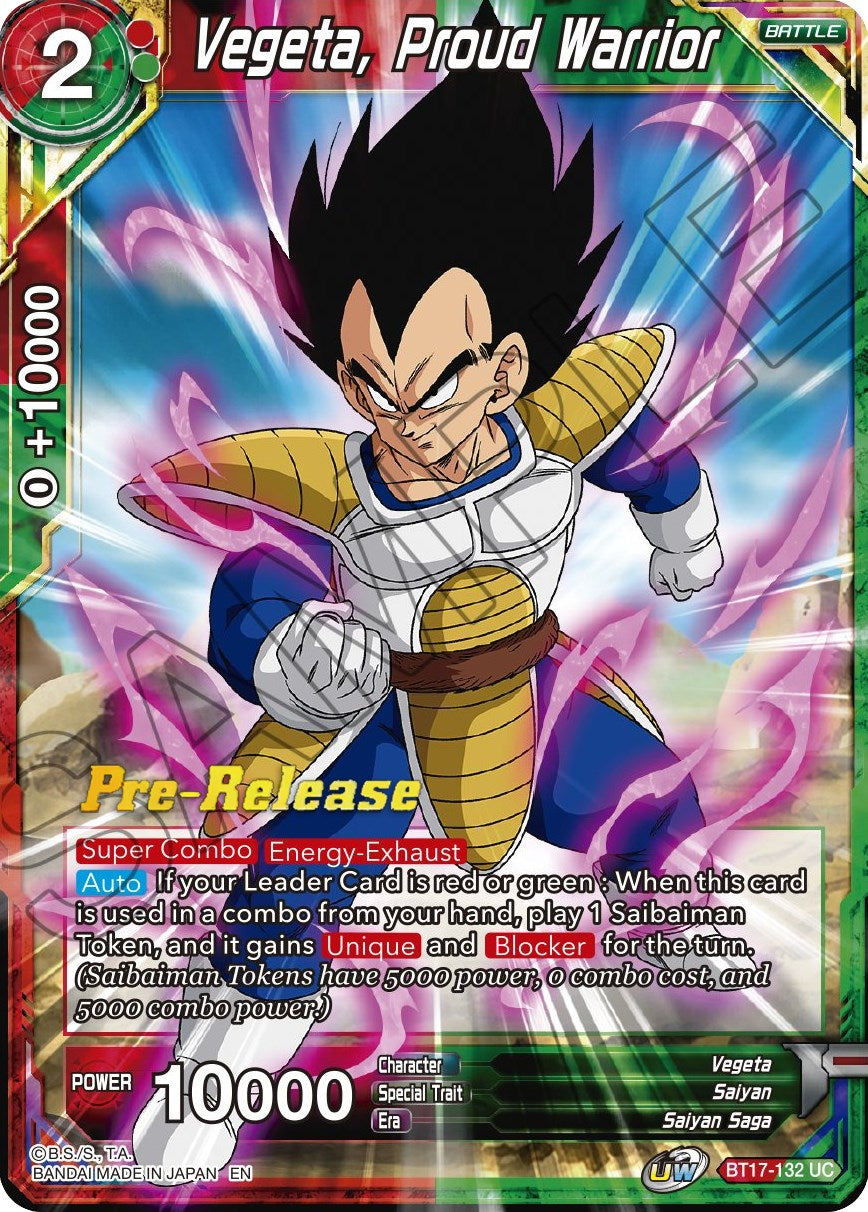 Vegeta, Proud Warrior (BT17-132) [Ultimate Squad Prerelease Promos] | Sanctuary Gaming